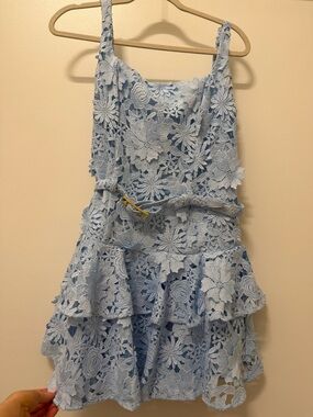 Generation Love Light Blue Floral Lace Tiered Dress